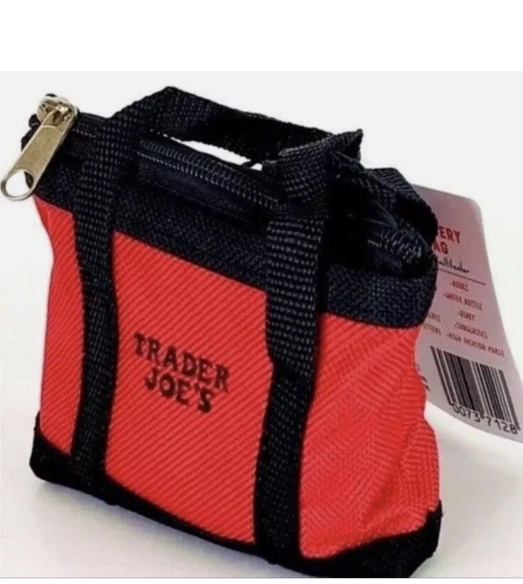 Trader Joes Micro Mini Tote With Grocery Bag 2 In 1 Red Black Limited Edition