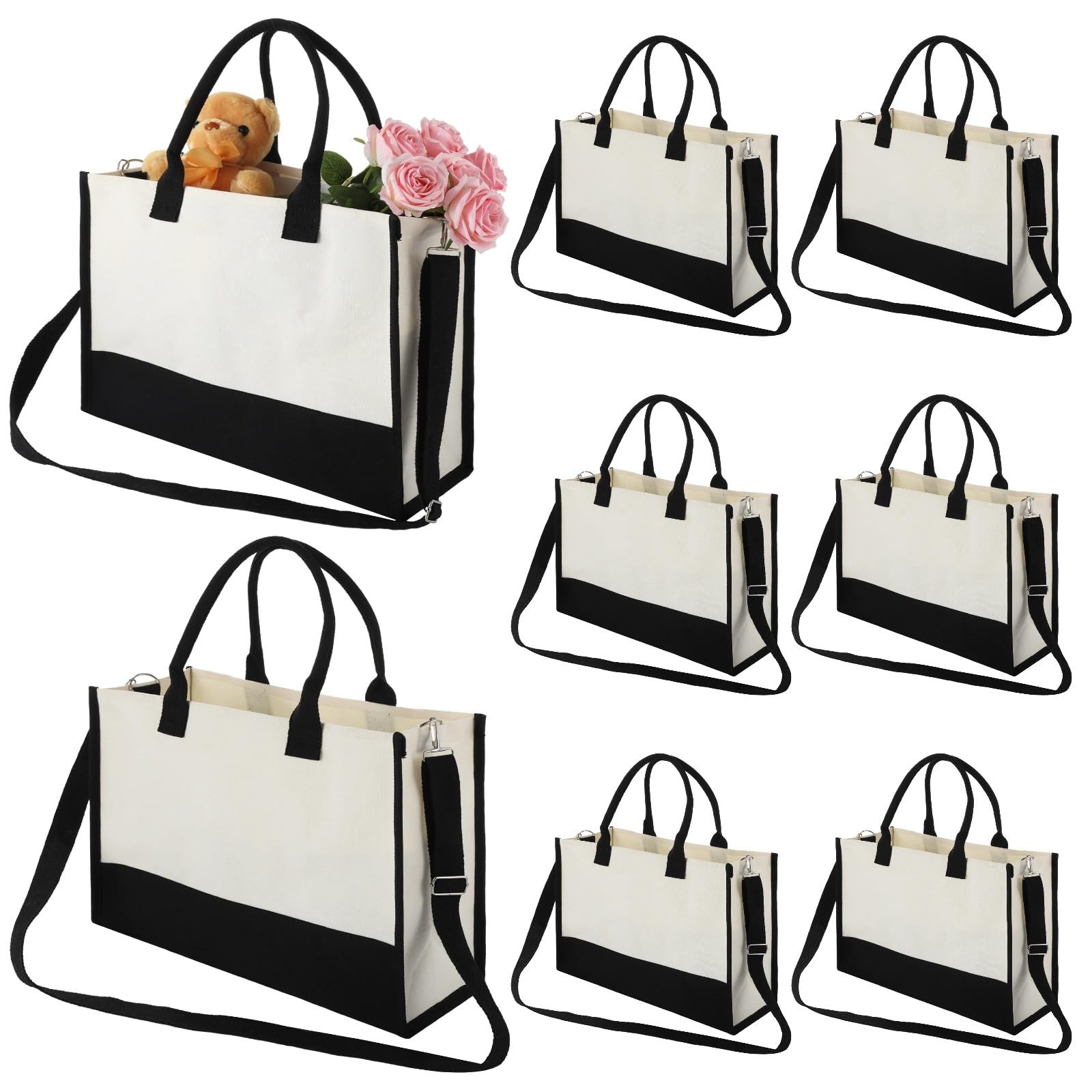 8 Pcs Reusable Burlap Tote Bags​, 15.7 x 11.8 x 6.3 in Laminated Jute Shoppin…