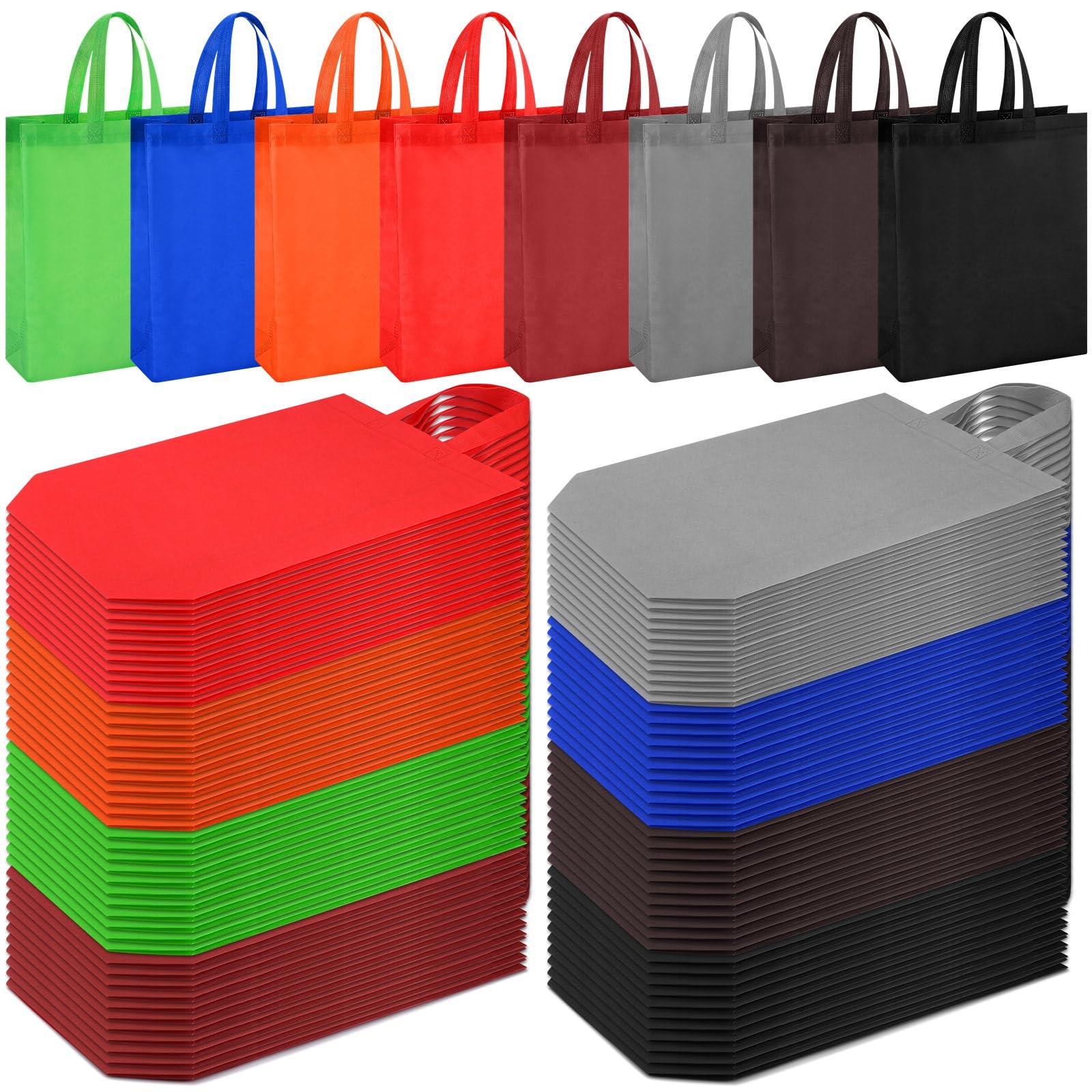 160 Pcs Reusable Non Woven Tote Bags Bulk 11.8 x 15 x 4 Inch Large Reusable G…