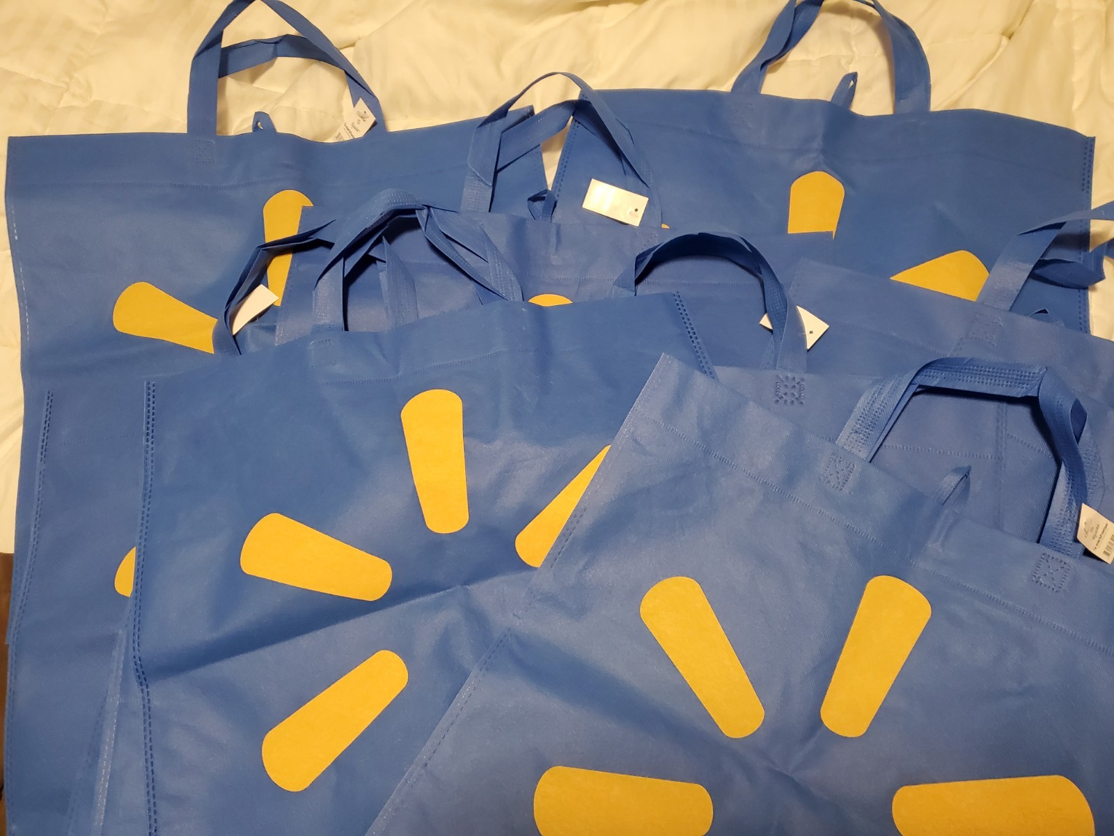 15 Lot New XLarge Walmart Reusable Shopping Bags Set Blue Crafts Tools 18″ X 17″