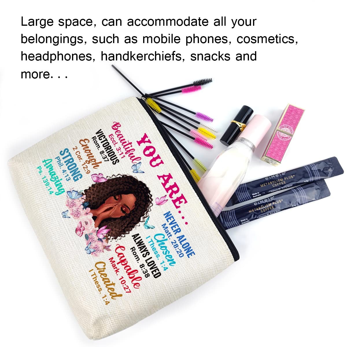 LANBAIHE African American Cosmetic Bag Gift – You are Unique Special beige