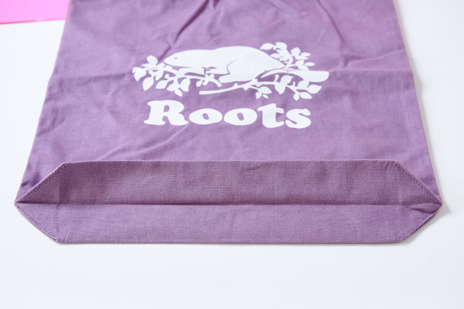Roots Cooper Tote Bag Cotton Canvas Raisin Purple Beaver Reusable Shopping