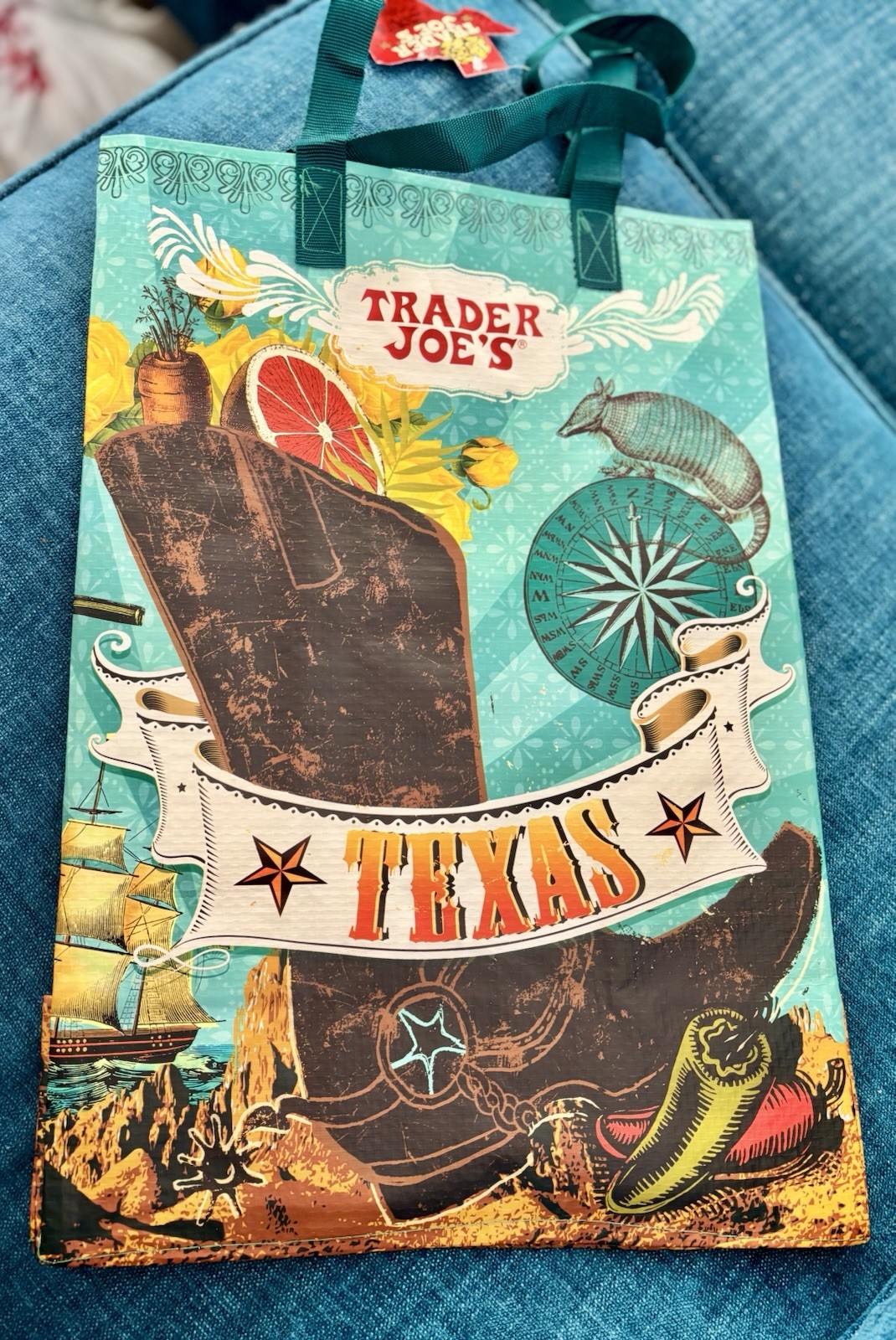 Trader Joe’s State Of Texas Reusable Reversible Bag – Colorful – Collectible