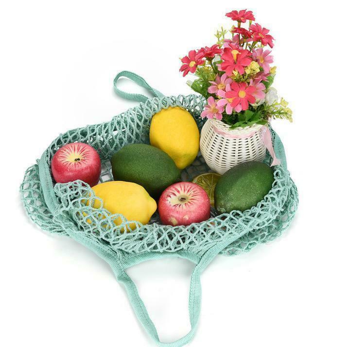 String Shopping Bag recyclable Fruit Vegetables Storage Handbag Mesh Net 3 Co…