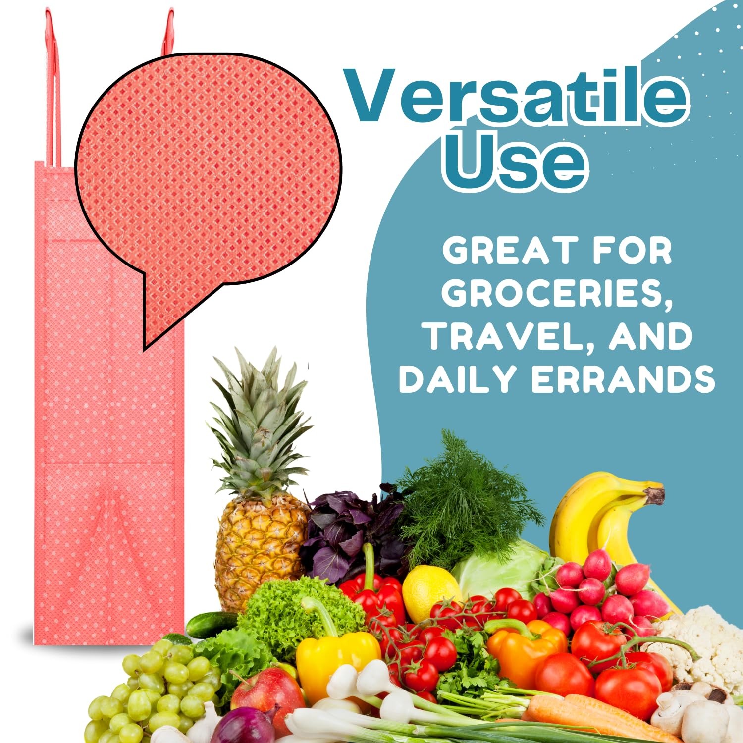 6 PCS Foldable Shopping Bags Combo Reusable Printed With Handle Grocery