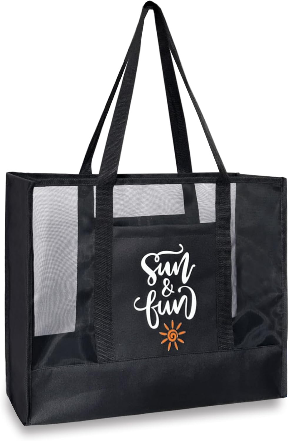 Reusable Large Beach Bags With 2 Pockets & Zipper, Lightweight Beach Tote for Po