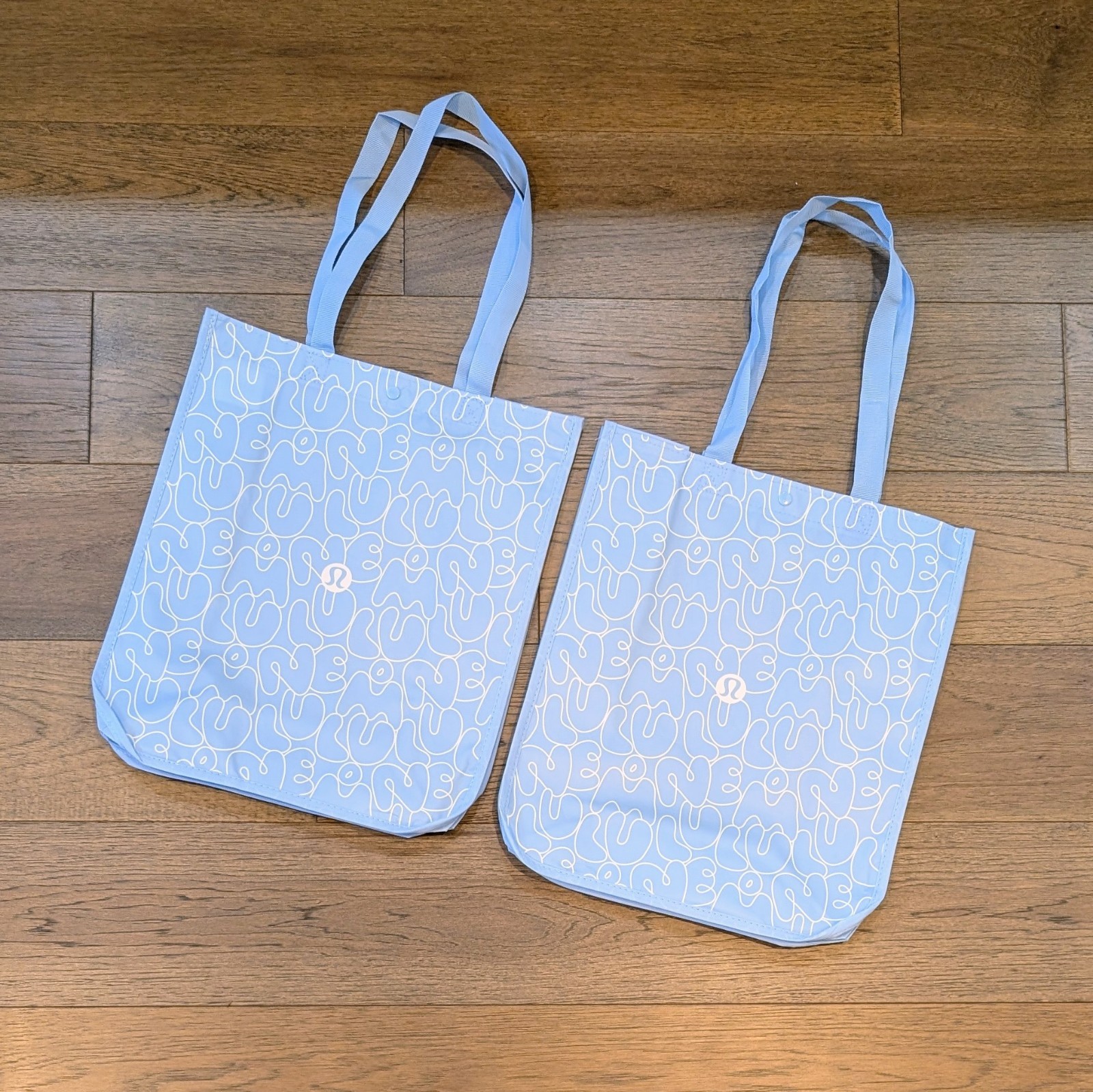 Lululemon Large Reusable Shopping Tote Lunch Bags Lot of 2 🩵 Light Blue 🩵 NEW!