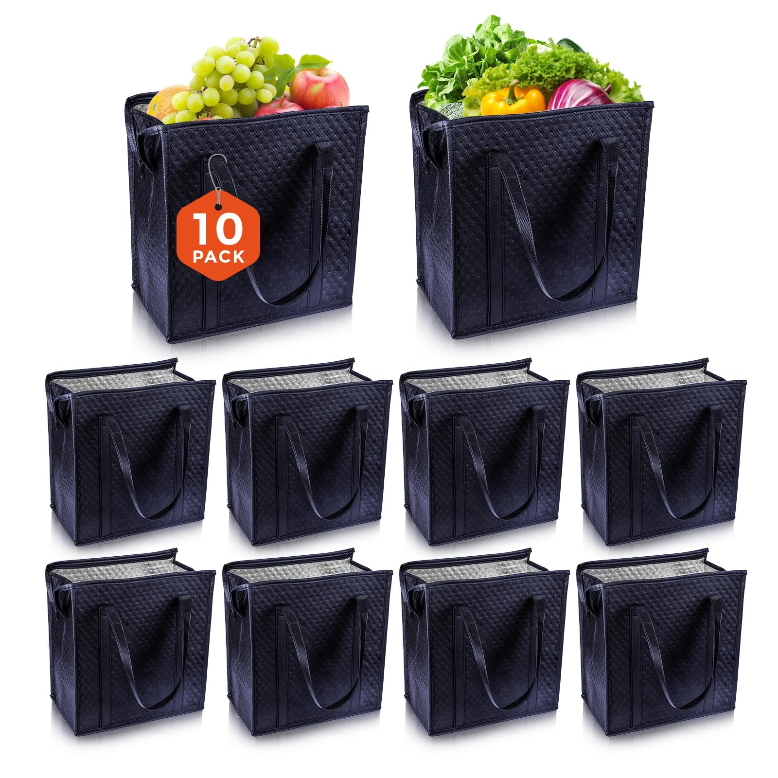 10 Pack Insulated Grocery Bags, Reusable Insulated Bag, Portable Cooler Bags …