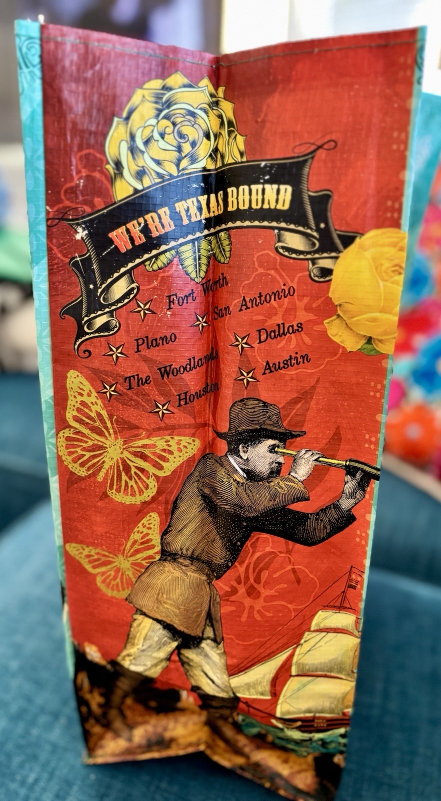 Trader Joe’s State Of Texas Reusable Reversible Bag – Colorful – Collectible