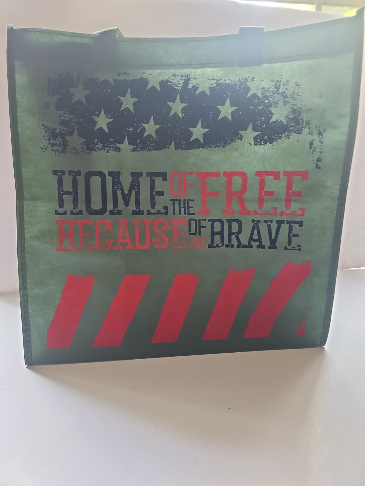 Home Of The FREE Reusable Shopping Tote Bag Size 6×14.5×14.5″ Green Multicolor