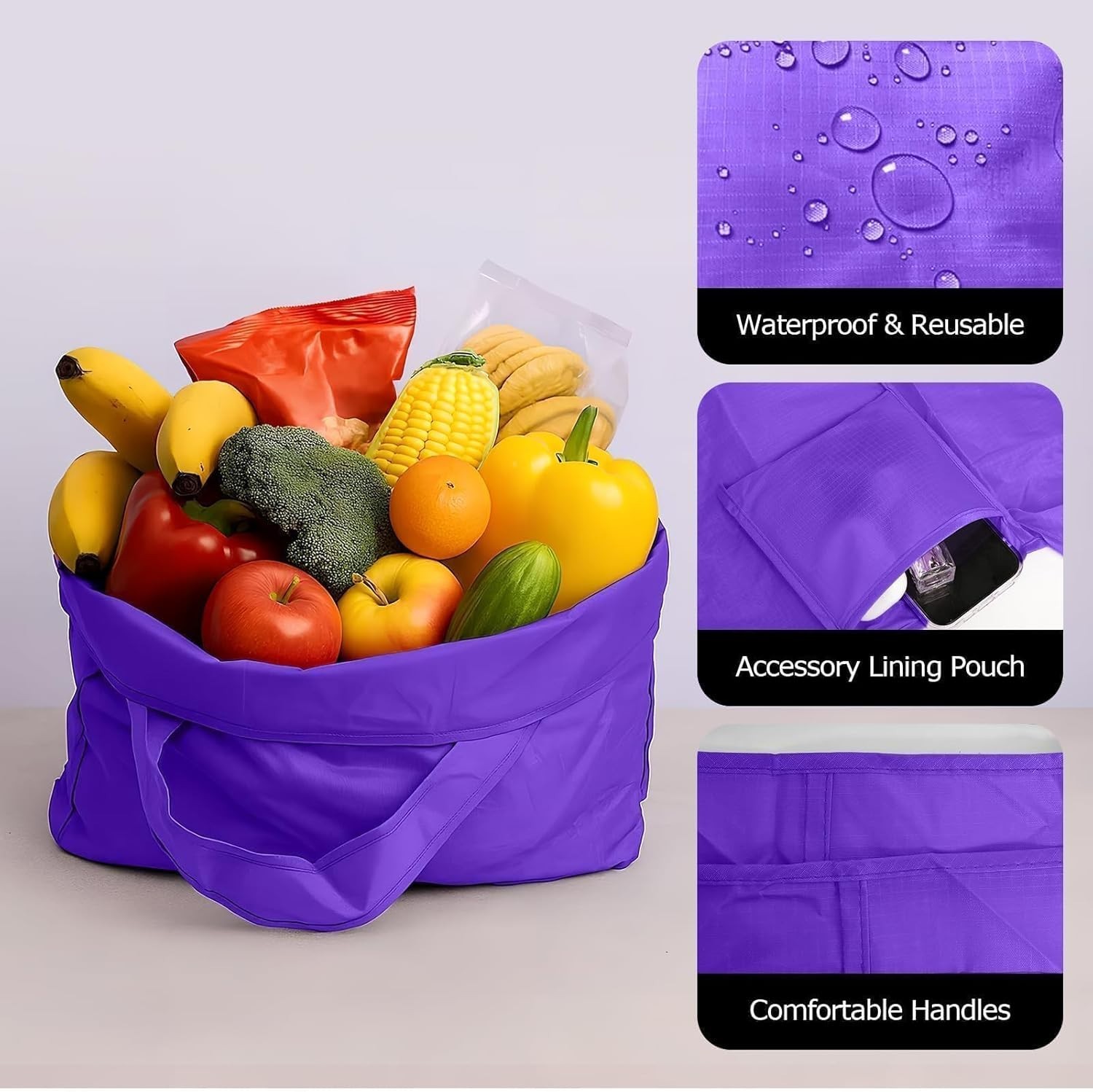 Versatile Large Nylon Shopping Bag – Foldable, Waterproof, & Machine Washable