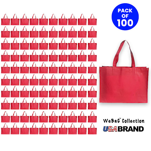 Non-Woven Shopping Bag Reusable Gift/ Promotional Bag Wholesale Red 100 Pack