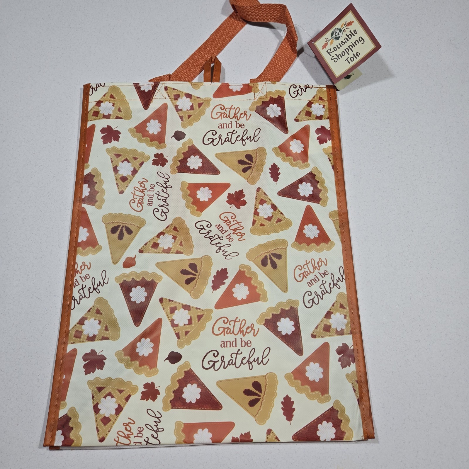 Thanksgiving Pie “Gather & Be Grateful” Kane Home Reusable Grocery Tote Bag Fall