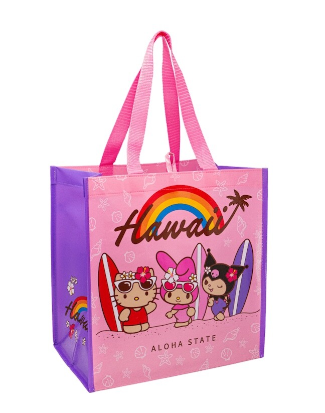 HAWAII Hello Kitty & Friends, Kuromi, My Melody, PINK REUSABLE SHOPPING BAG TOTE