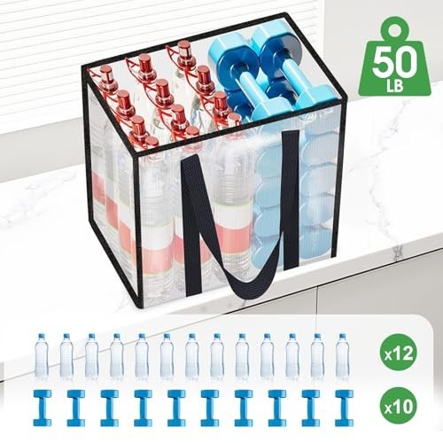 4 Pack Heavy-Duty Reusable Grocery Bags, Water-Resistant, Foldable, Multi-Purpos