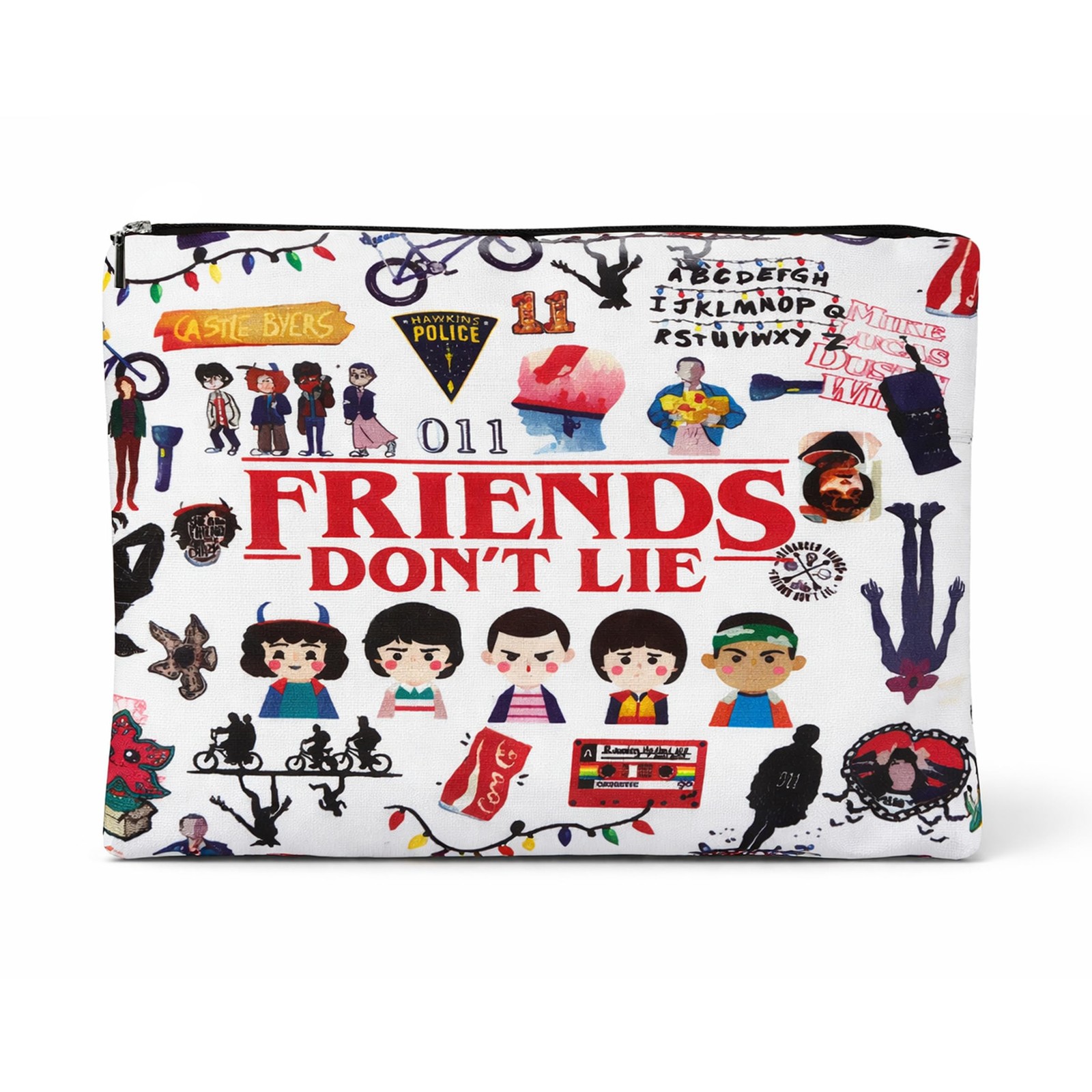 HYPEHOME Retro Friendship Cosmetic Bag, Cute Cartoon Makeup Pouch Off White