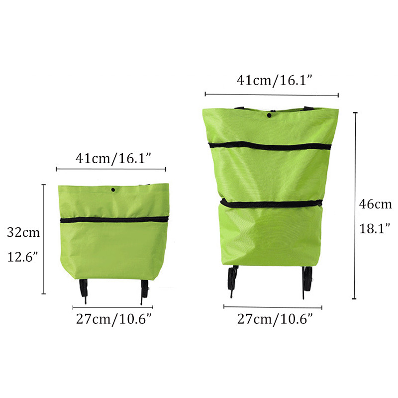 2 In1 Women Foldable Shopping Cart Bag Portable Shopping Trolley Bag With Wheels