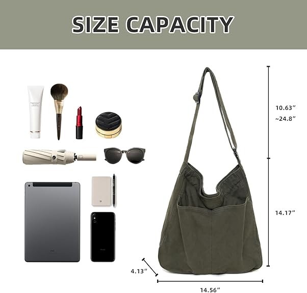 RIVERICH Hobo Bag Canvas Crossbody Shoulder Bag for Women and Men Large Casual