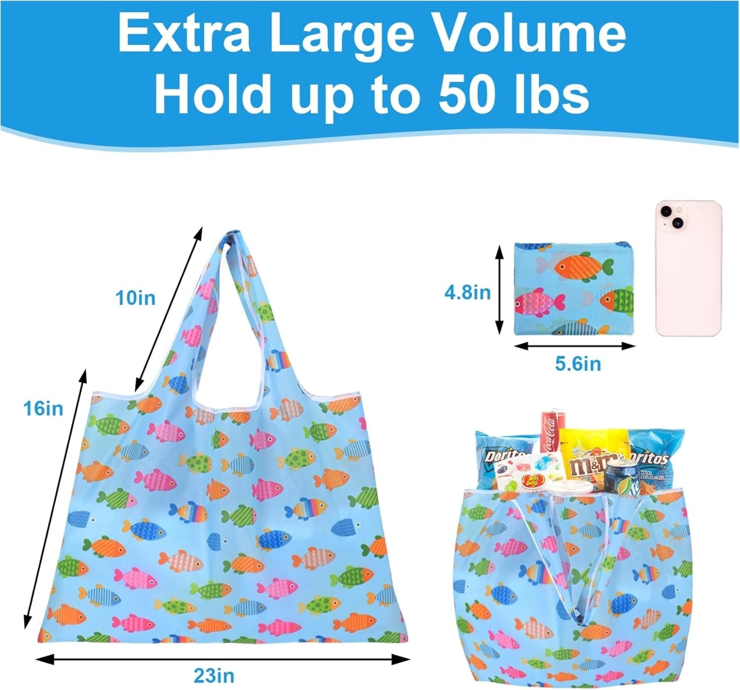Washable Polyester Grocery Bags – Extra Large 50lbs, Eco-Friendly and Foldable