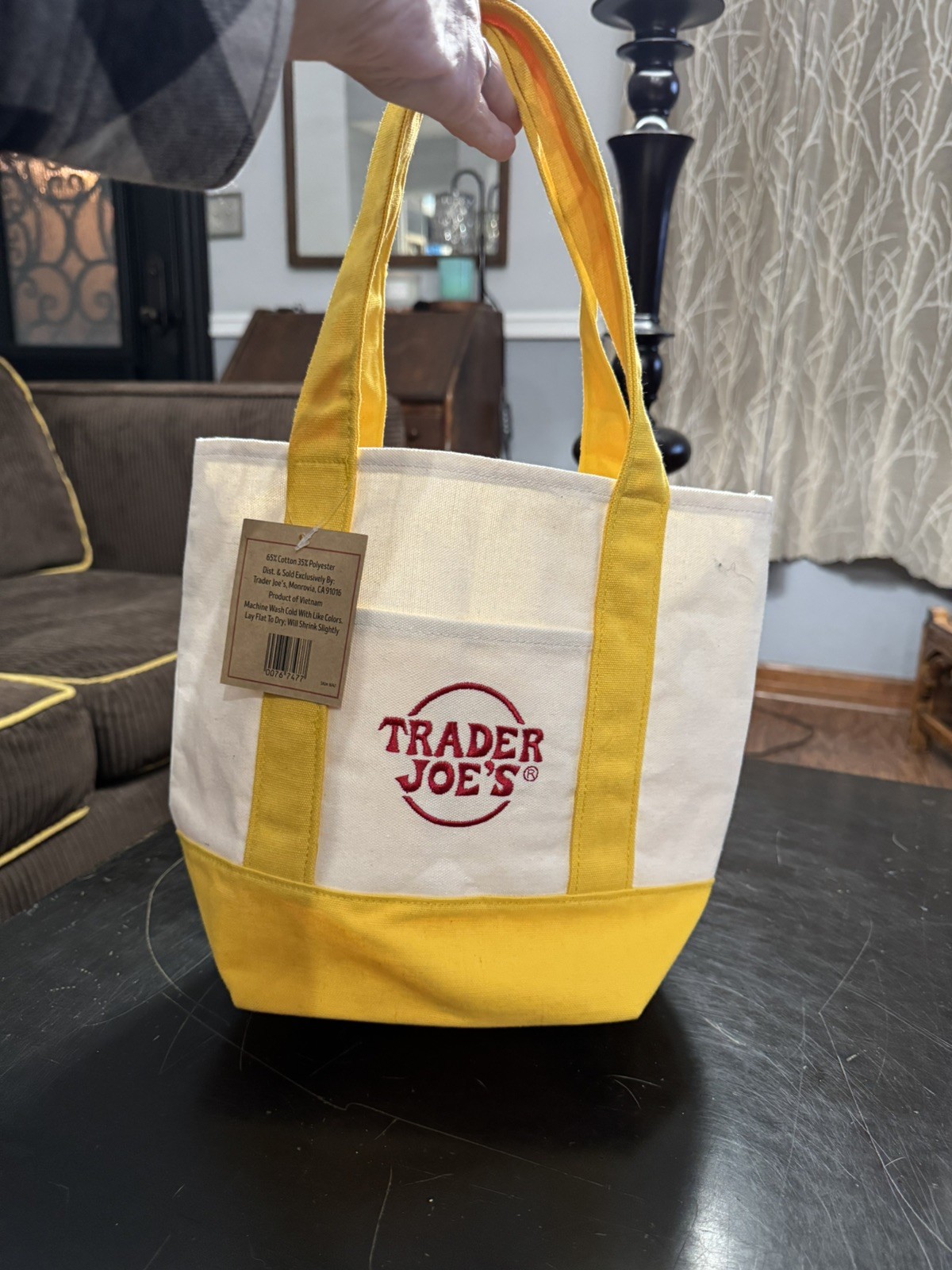 Trader Joe’s – Mini Canvas Tote Bag – Yellow – Holiday 2025 – Limited Edition