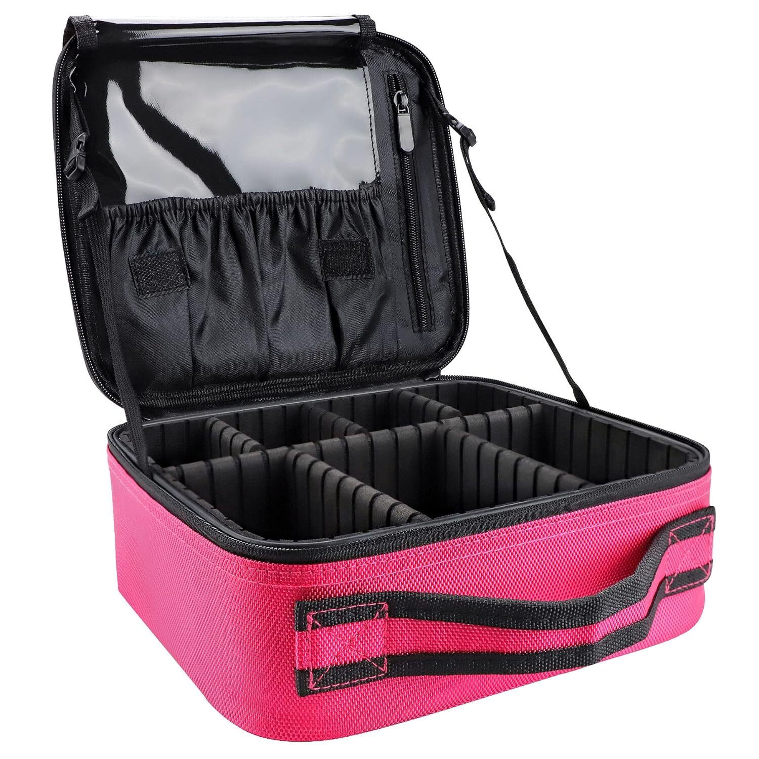 gzcz Makeup Travel Bag 10.4 Inches Cosmetic Case Professional Small, Rose Red