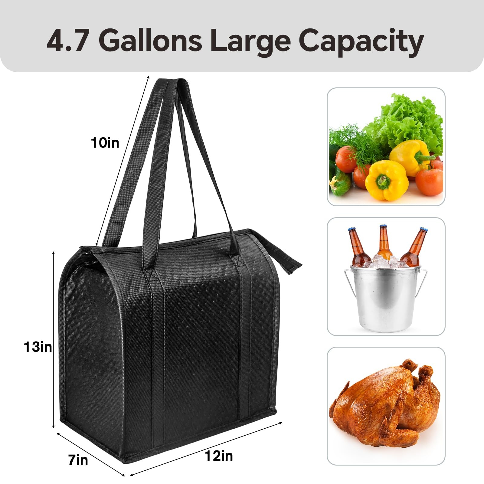 10 Pack Insulated Grocery Bags, Reusable Insulated Bag, Portable Cooler Bags …