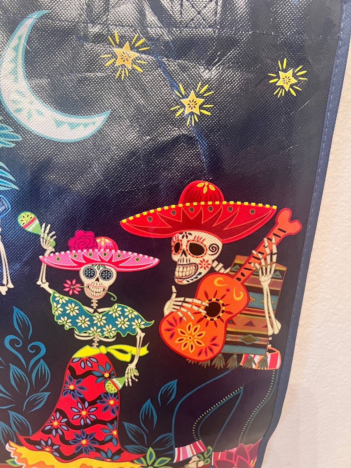 Legacy Dia de los Muertos Reusable Purple Trick or Treat Tote Bag with Handles