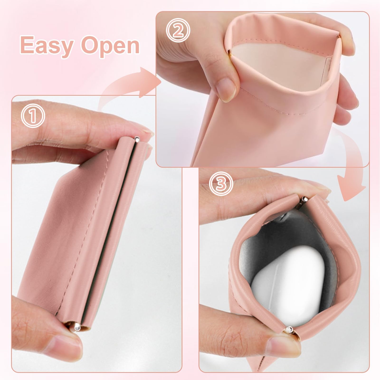 ZooviHyvi 4 PCS Small Makeup Bag for Purse, Mini Portable Pocket small, pink