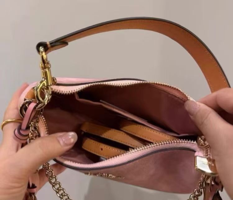NWT Gold Powder Pink Teri Shoulder Bag Signature with Charms CEA20