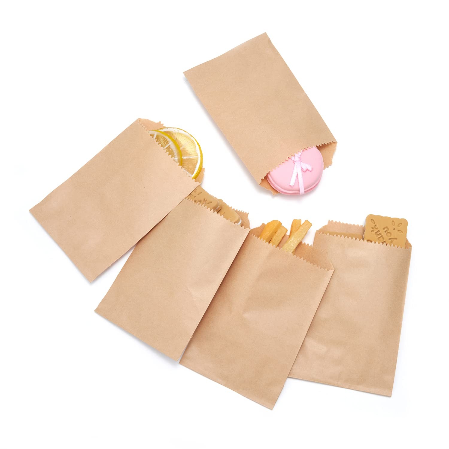 Volanic 100PCS 4X6 Inch Kraft Paper Bags Small 4×6 (Pack of 100), Brown