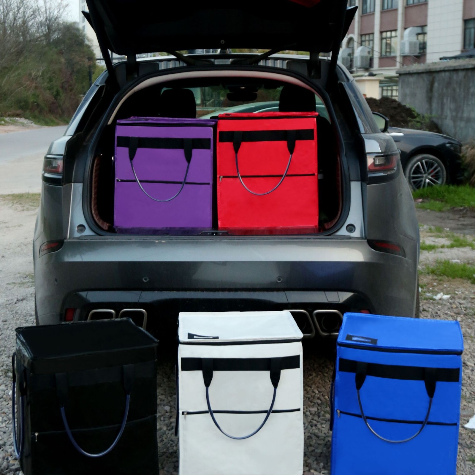 Folding Rolling Tote, Zipper reusable Grocery Bag on Wheels
