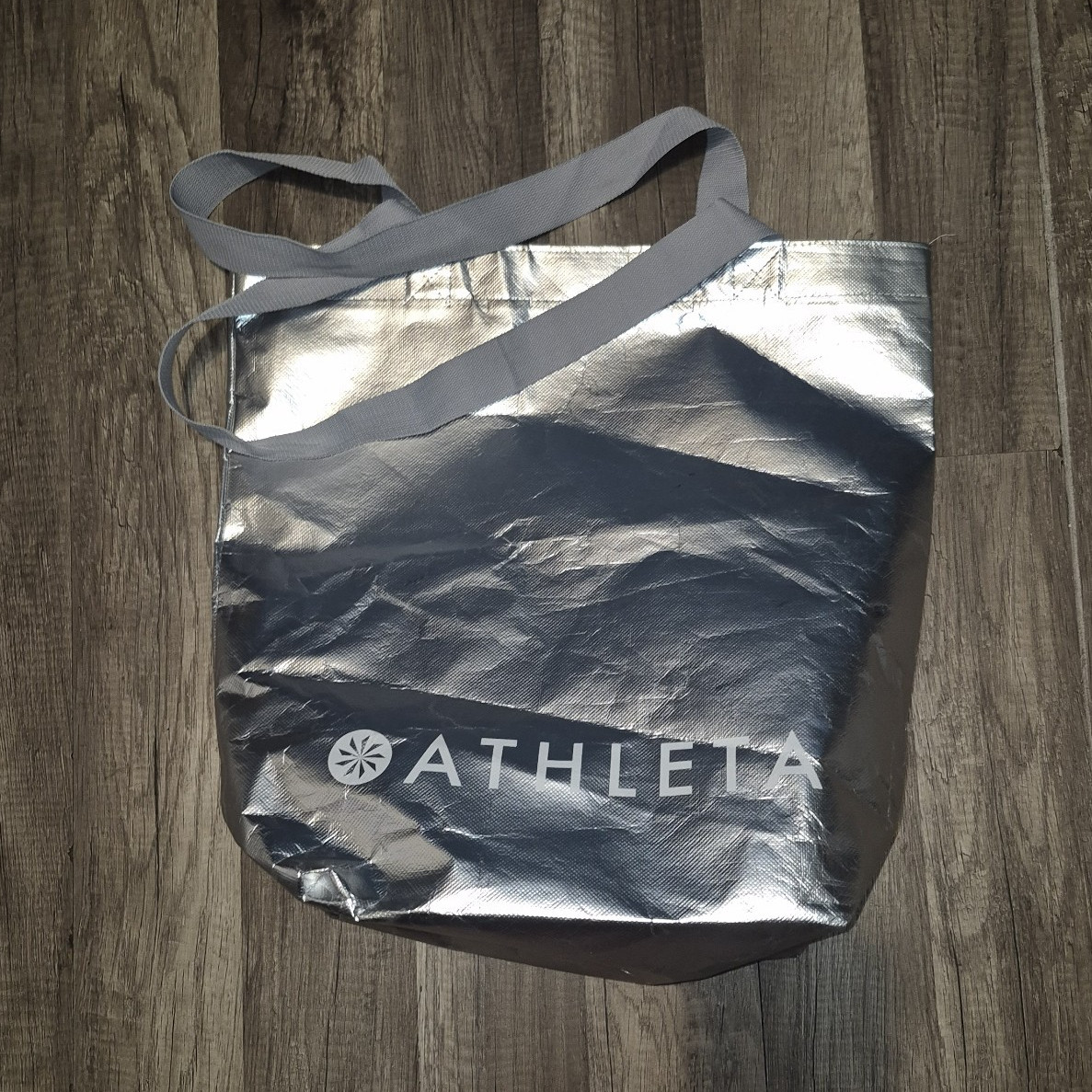 Athleta Solid Silver/Gray Polyester Reusable Tote Bag Medium 18x18x16 in