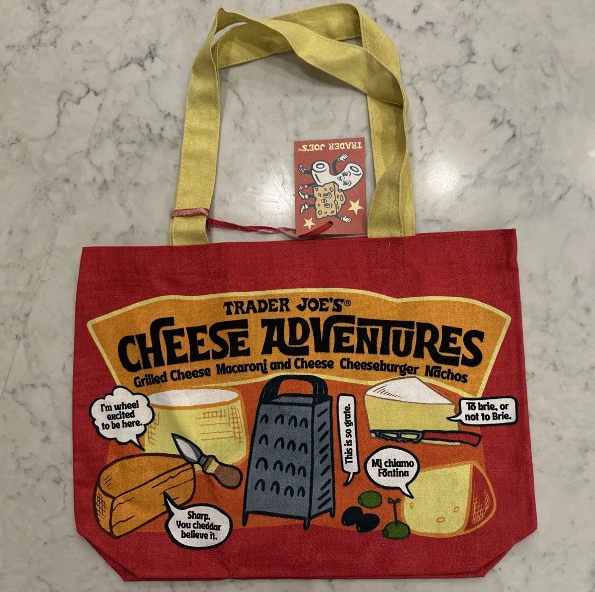 Trader Joe’s Cheese Adventures Reusable Heavy Cotton Shopping Bag -5 PCS