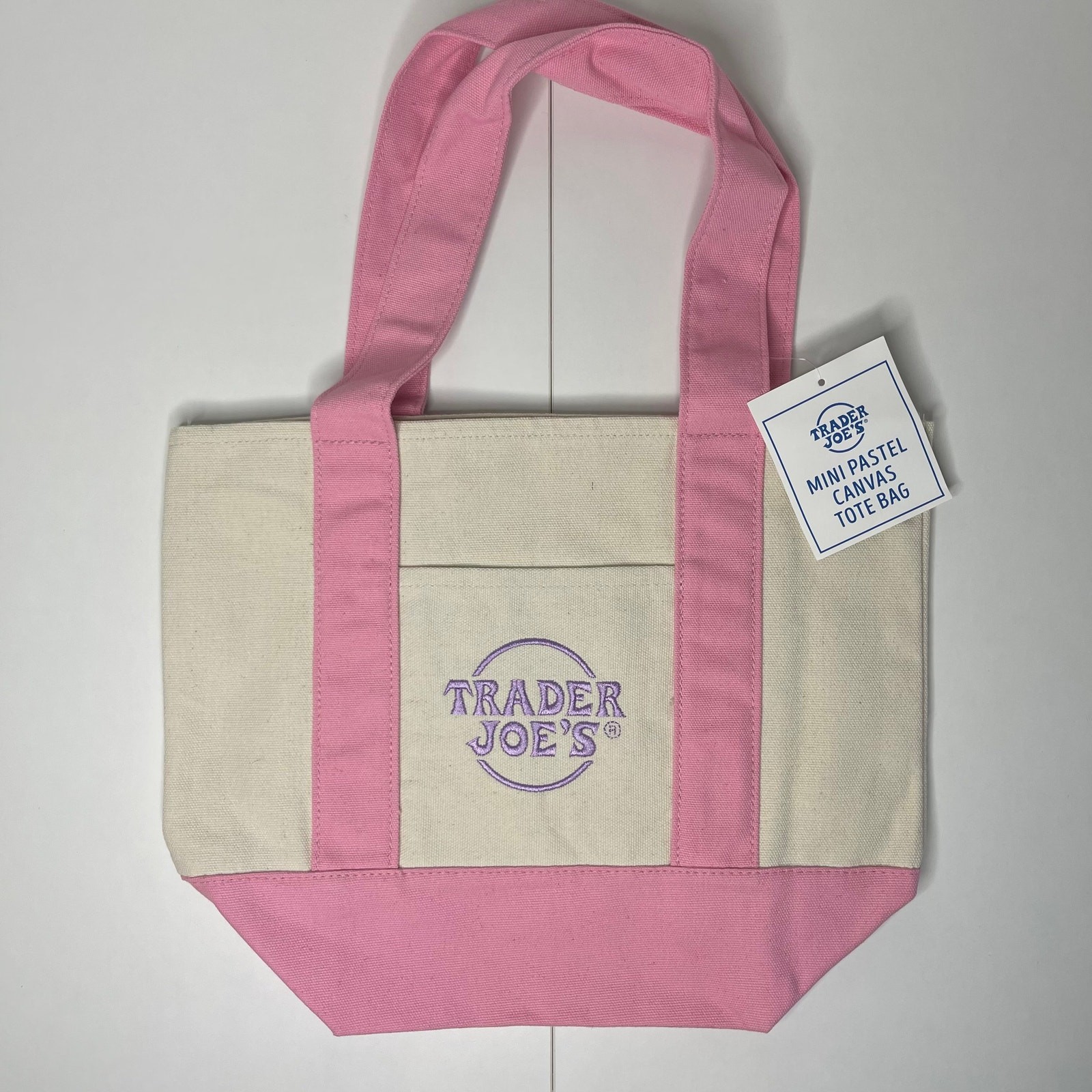 LOT Set of 4 — Trader Joe’s Canvas MINI Tote Bag — Pastel Purple Green Pink Blue