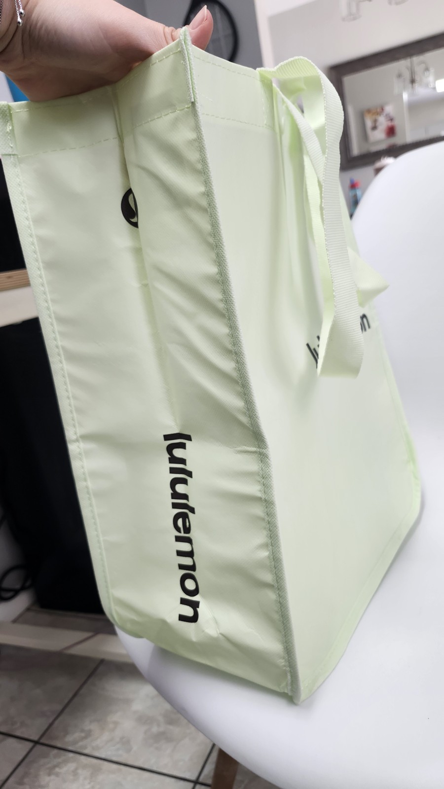Lululemon Reusable Shopping Bags Color Black And Light Green