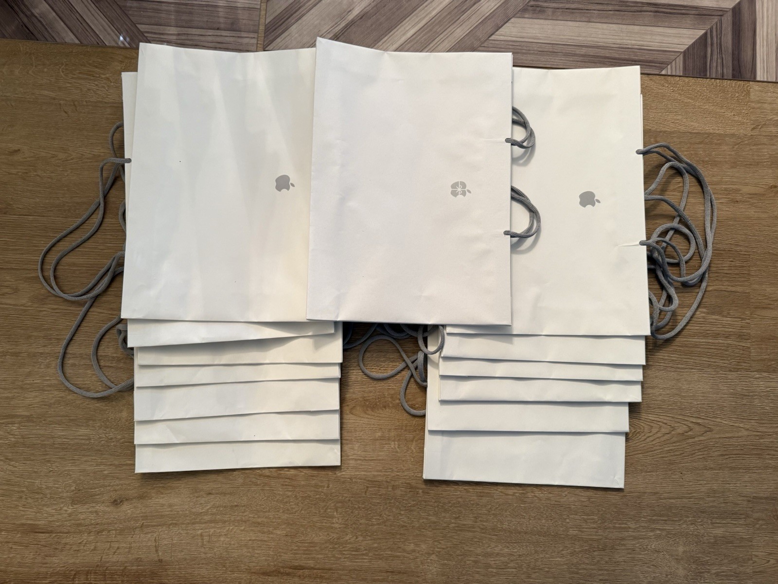 Apple Shopping Bag – Rope Handle White – Large (15.5 x 11.5 x 3 inches)