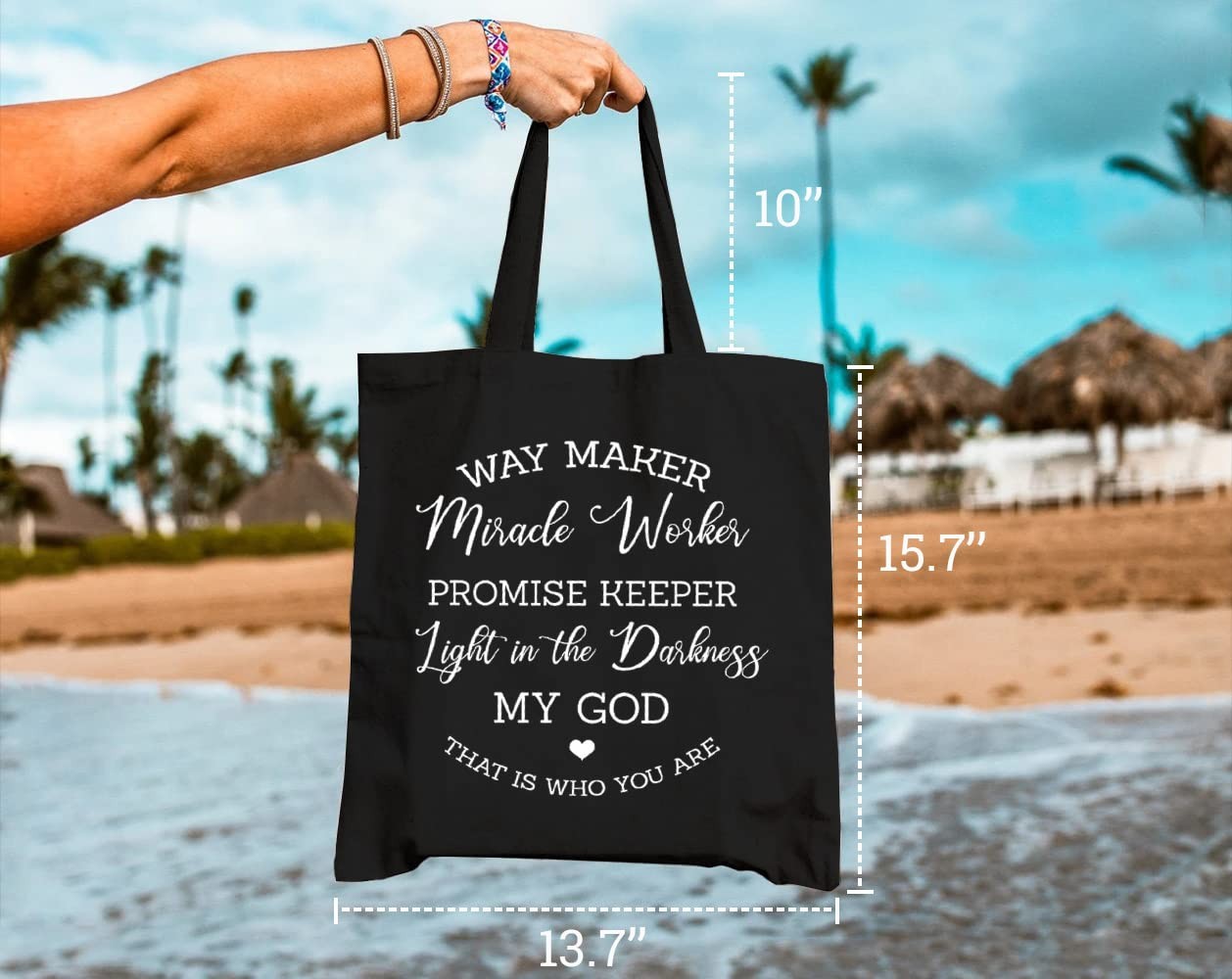 Waymaker Canvas Tote Bag for Women Christian Scripture Reusable Grocery Shoulder