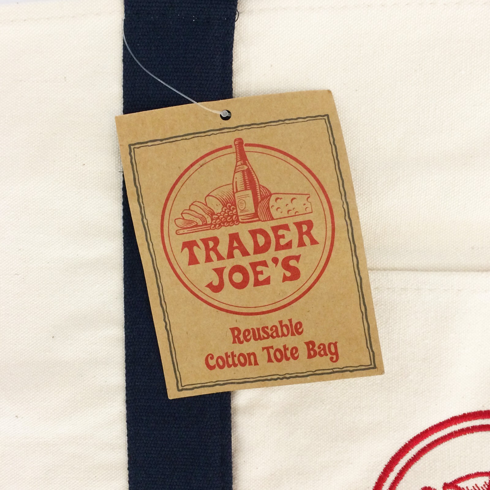 Trader Joe’s Reusable Canvas Eco Tote Bag Heavy Duty Bag Blue White Brand NEW