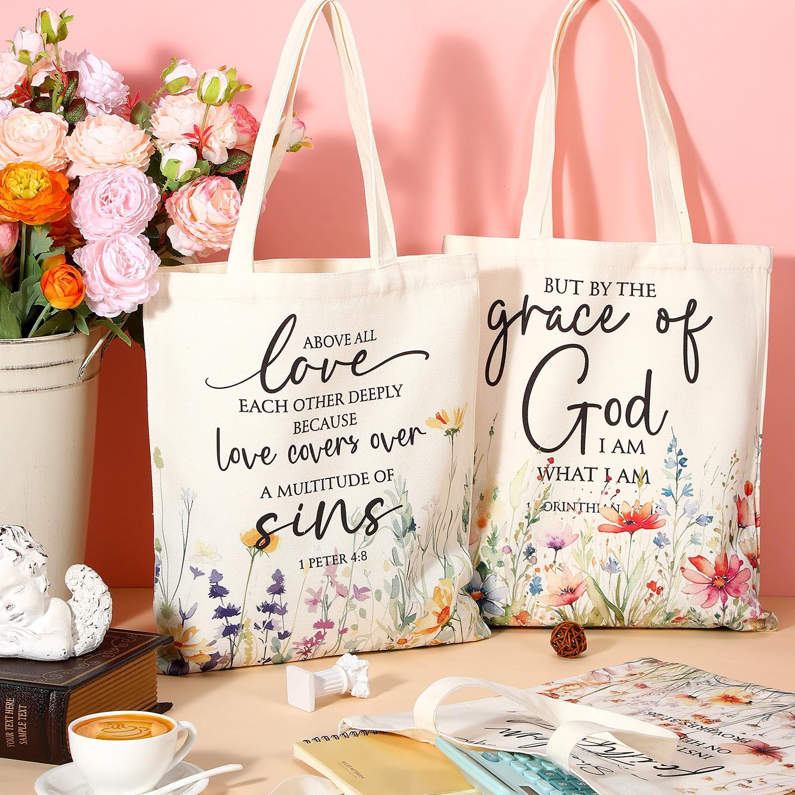 10 Pcs Christian Tote Bags for Women Religious Gifts Bulk for Church Bible Ve…