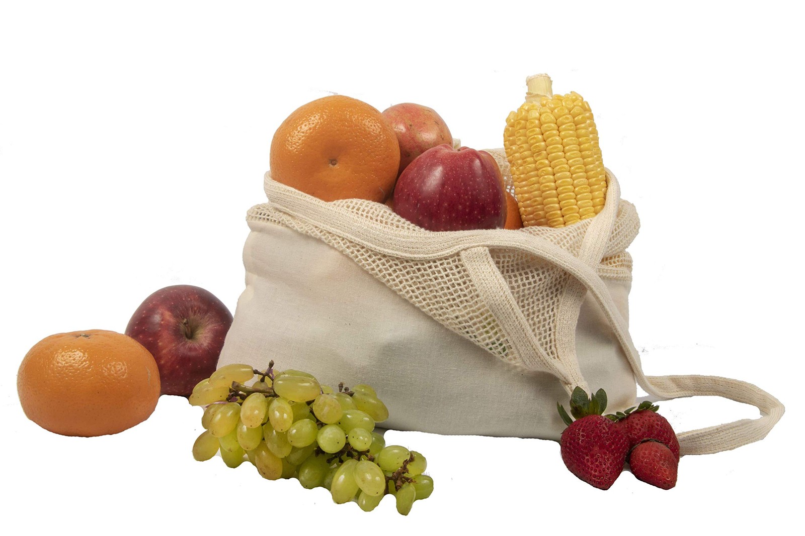 Reusable Mesh Grocery Shopping Bags – Organic Cotton Mesh Tote Bags – Net Far…