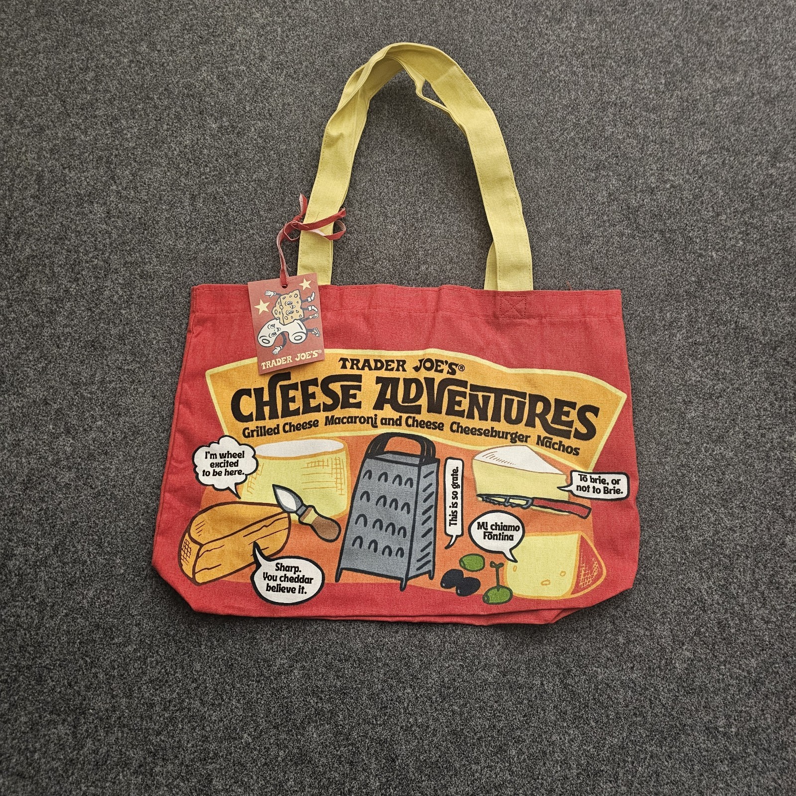 Trader Joe’s Cheese Experience Reusable Tote Grocery Bag 100% Cotton NWT