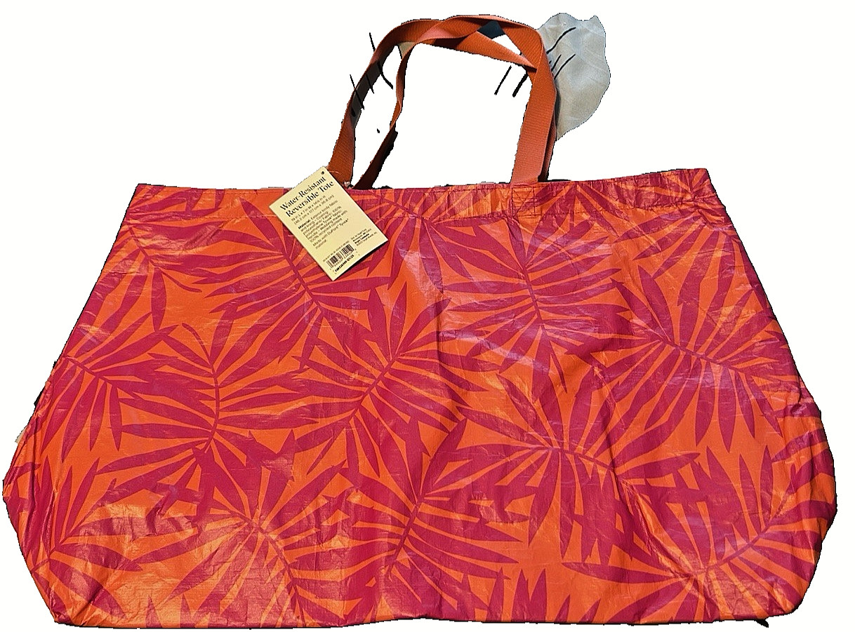 Lot set of totes Reusable 19 x 14 water resistant vinyl 4 pack NEW Aloha print
