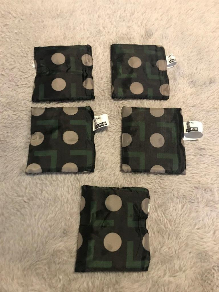 IKEA LOT OF 5 MULTICOLORED FOLD-ABLE TOTE SHOPPING BAGS #805.345.98 [NEW]