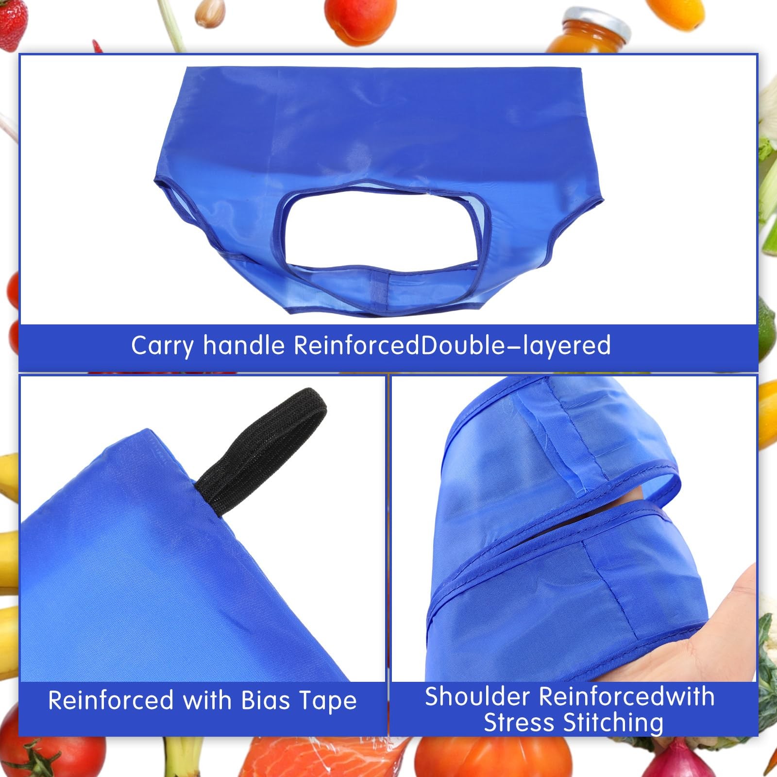 24 Pcs Durable Folding Reusable Grocery Bags Bulk with Handles Washable
