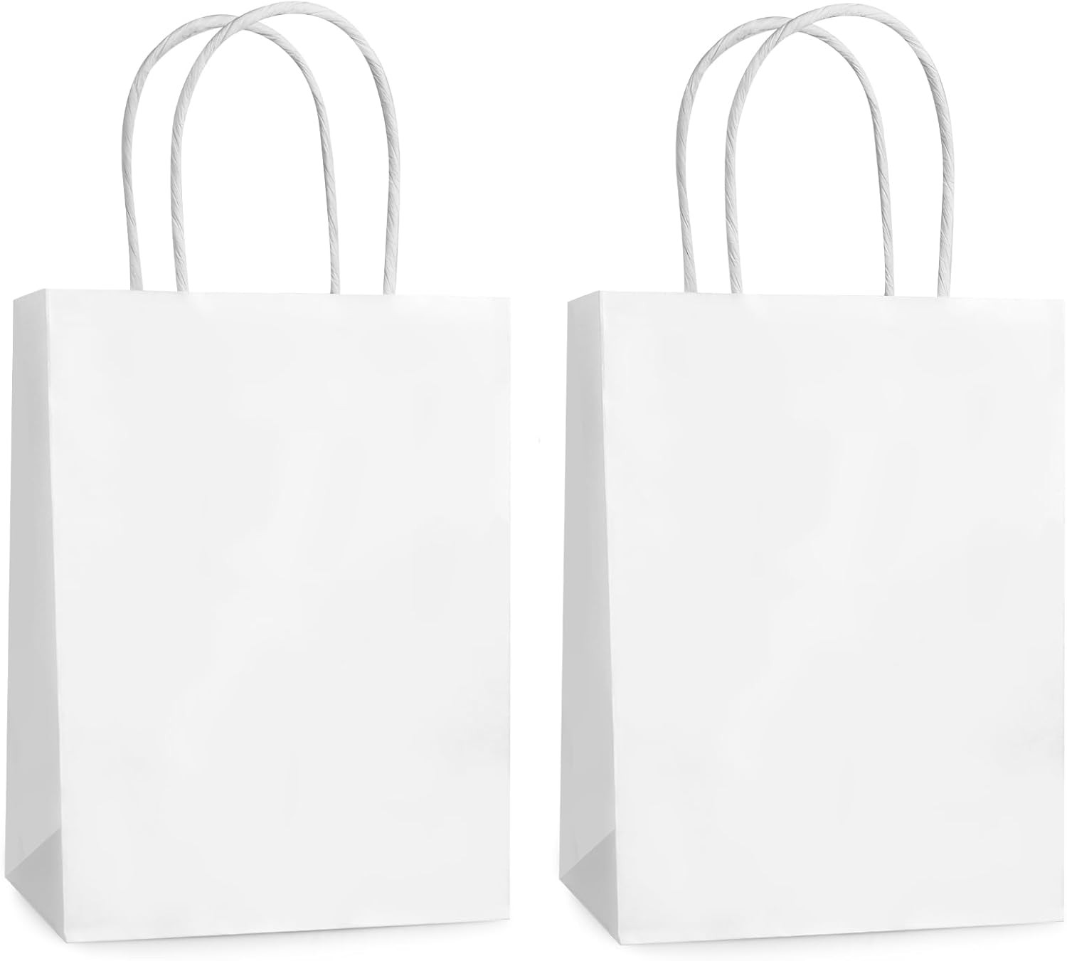 12 Pieces White Bags with Handle, Paper Treat Candy Bag Retail Kraft Shopping