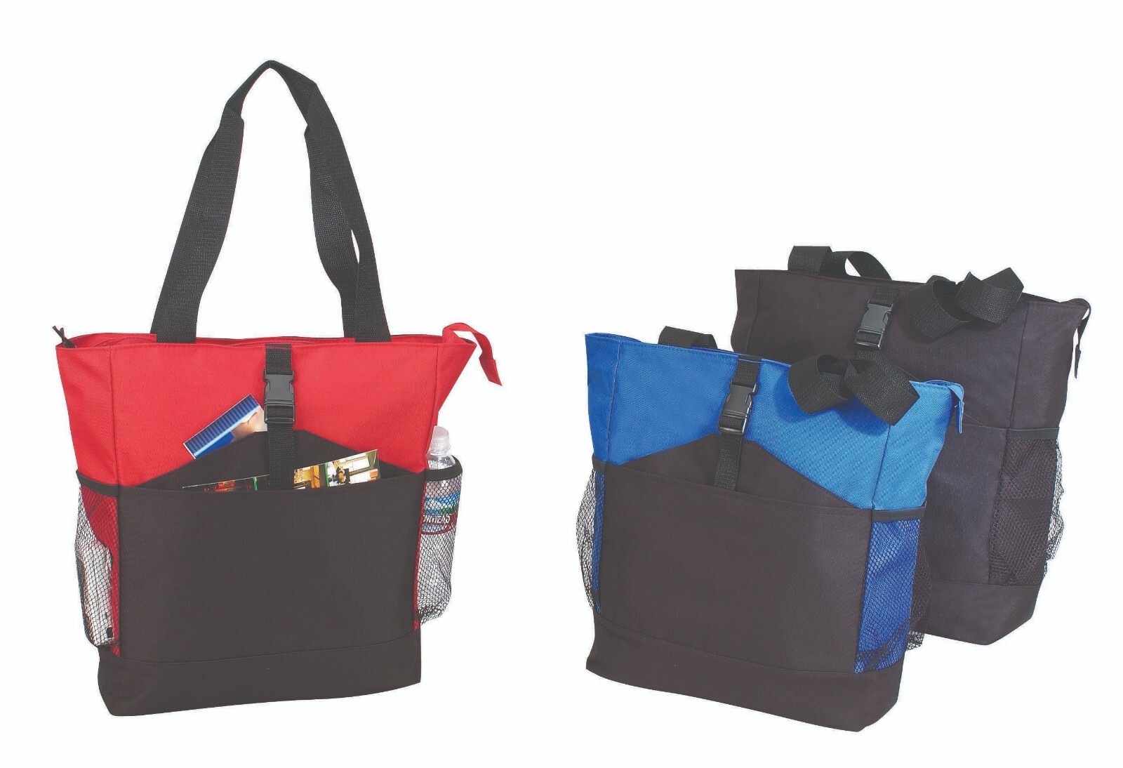 18″ Zippered Shopping Beach Tote Travel Grocery Overnight Shoulder Bag