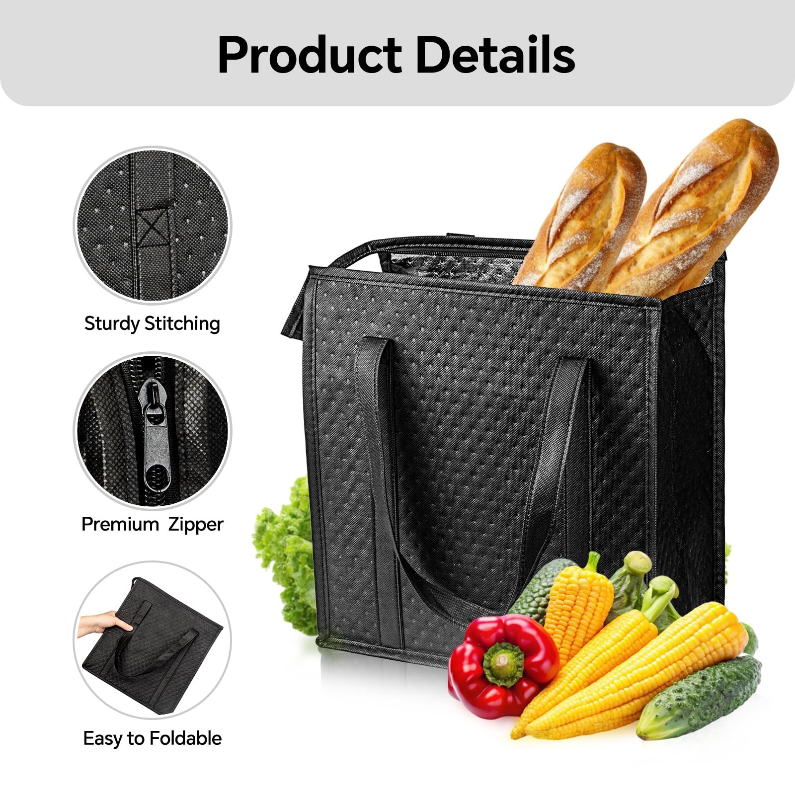 10 Pack Insulated Grocery Bags, Reusable Insulated Bag, Portable Cooler Bags …