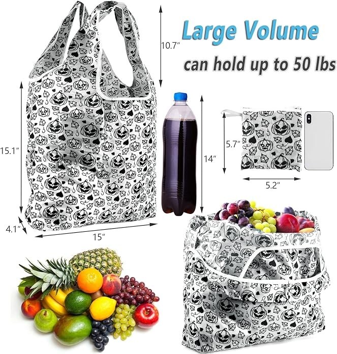 Set of 2 Sloth Design Reusable Grocery Bags Foldable Tote Bags For Groceries
