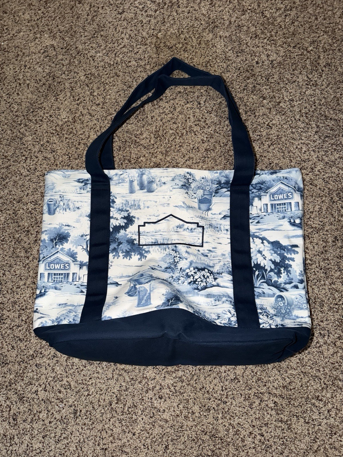 Lowe’s Scenic Tote Bag Blue/White 20x20x14 in Reusable Shopping Bag