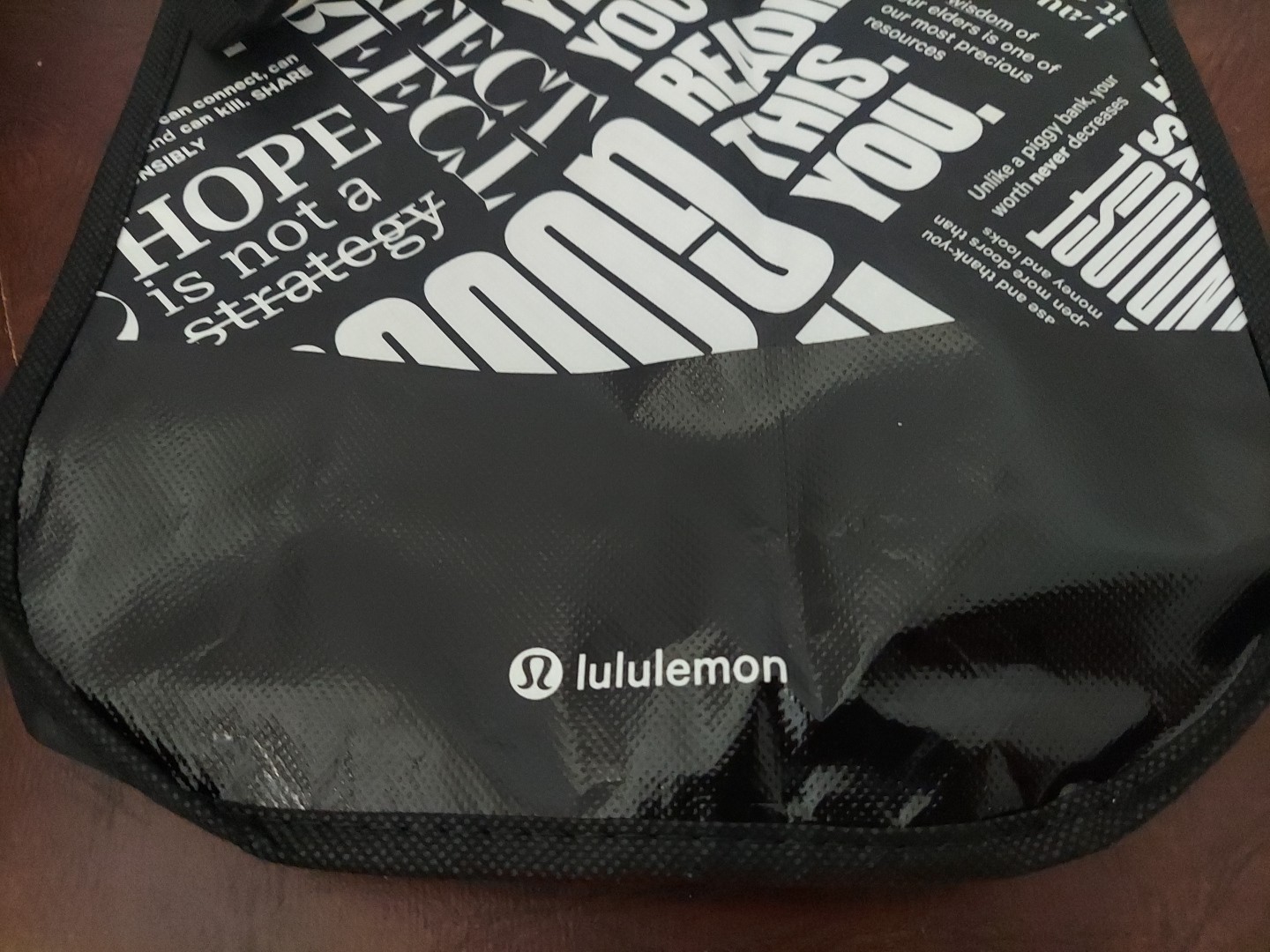 Lululemon Reusable Shopping Tote Bag Small Black White 12″ Tall